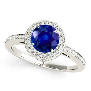 2.40 ct. Genuine Blue Sapphire Halo Ring