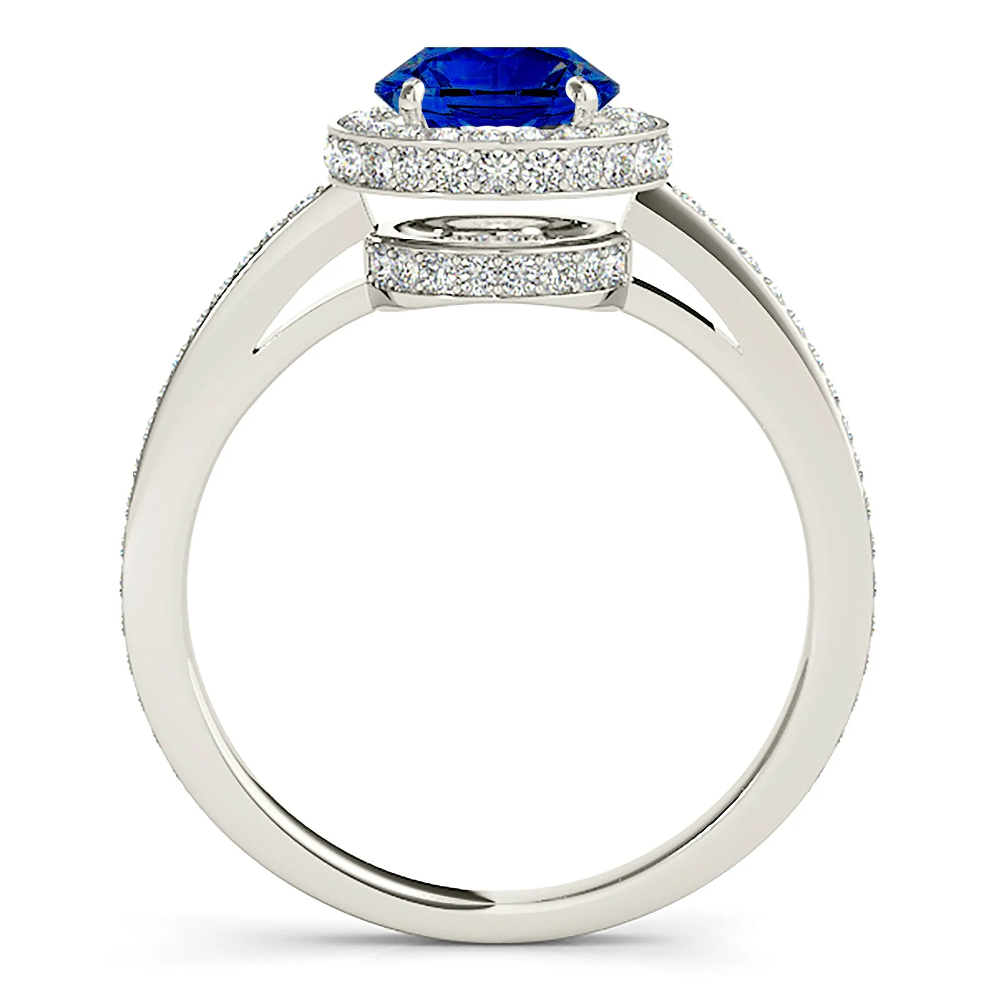2.40 ct. Genuine Blue Sapphire Halo Ring
