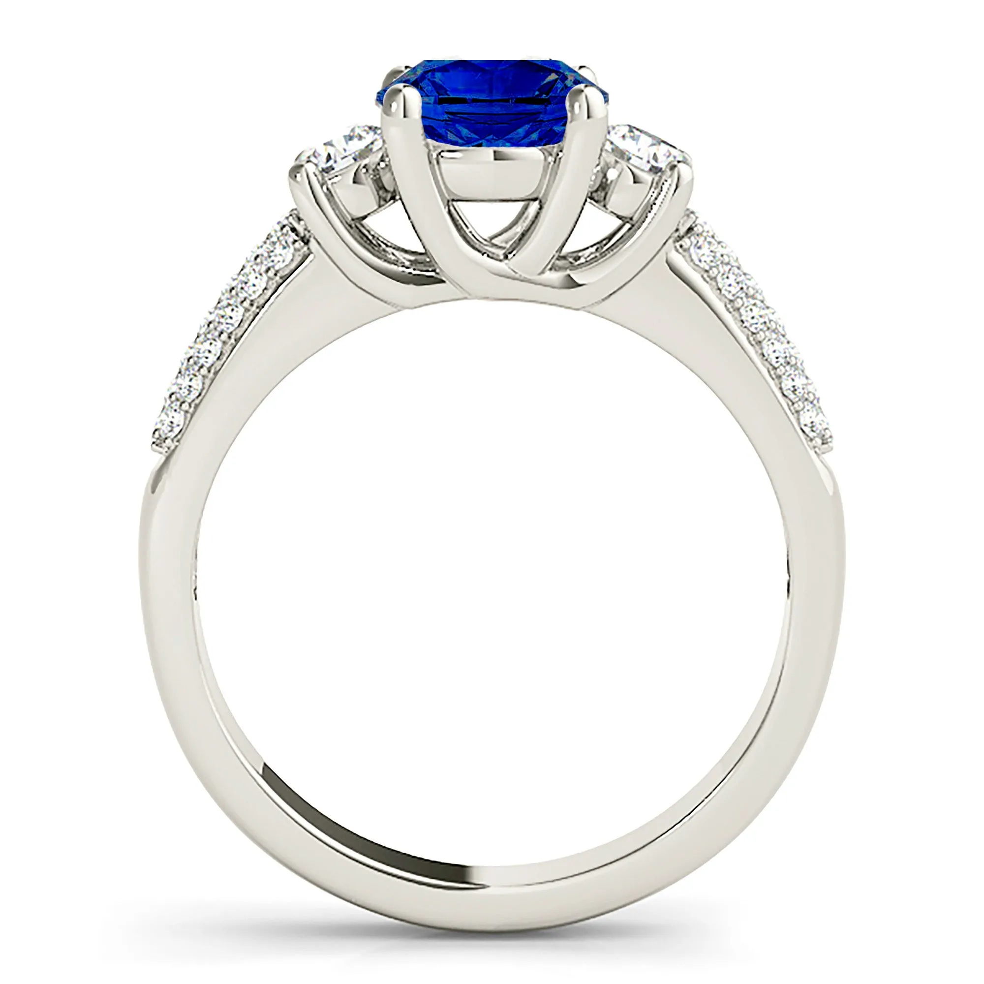 2.40 ct. Genuine Blue Sapphire Three Stone Ring