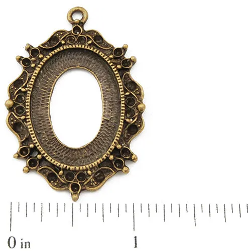 25*18mm Vintage antique bronze Zinc alloy Cameo Setting Pendants,Oval,sold 60 pcs per pkg