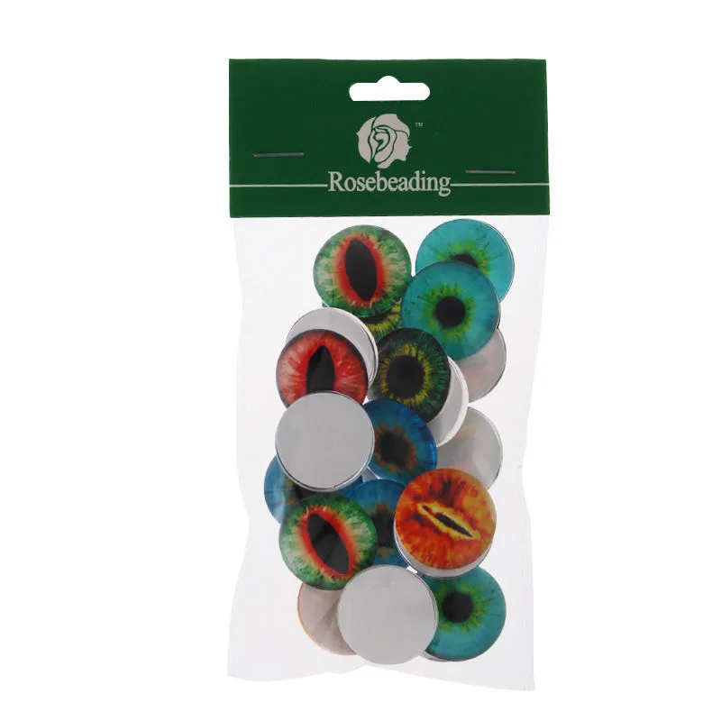 25MM Round Pattern flat-back Glass cabochon,one style multi photos,Dragon Eyes,20 pieces/lot
