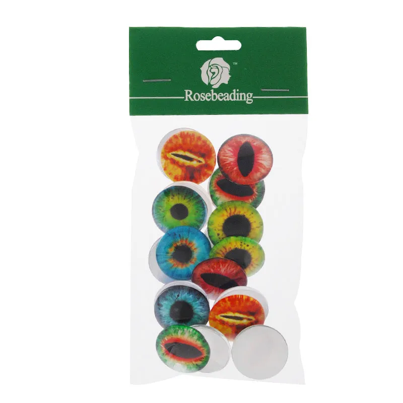 25MM Round Pattern flat-back Glass cabochon,one style multi photos,Dragon Eyes,20 pieces/lot