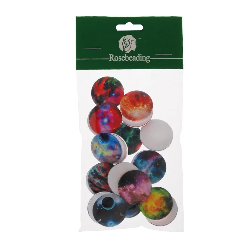 25MM Round Pattern flat-back Glass cabochon,one style multi photos,starry sky,20 pieces/lot