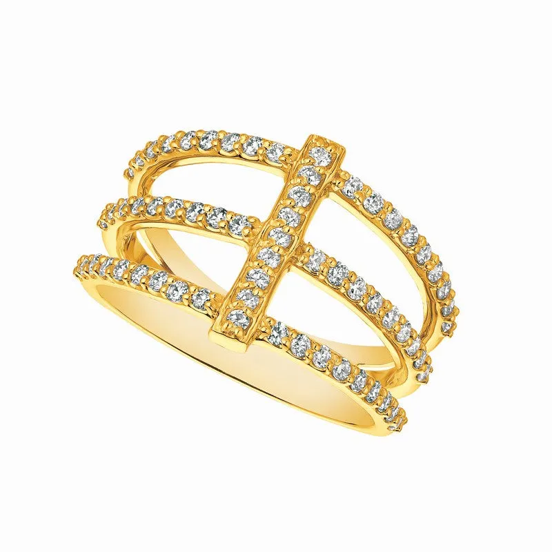 3 BAND   BAR DIAMOND RING 14K GOLD (0.63 CTW)