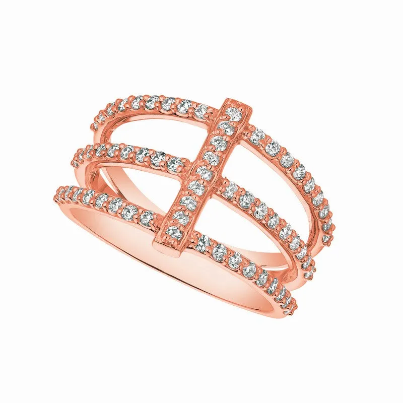3 BAND   BAR DIAMOND RING 14K GOLD (0.63 CTW)