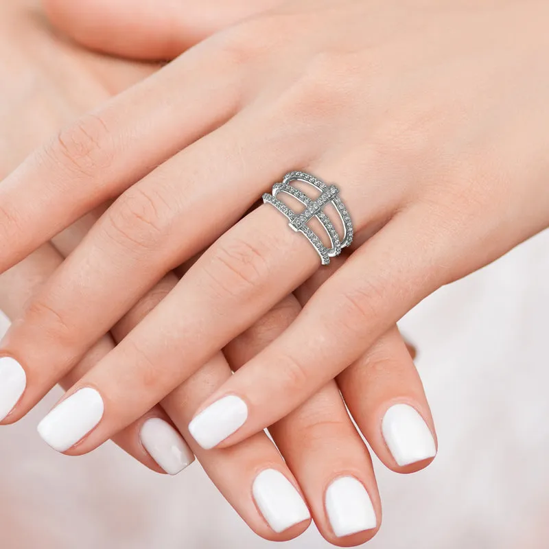 3 BAND   BAR DIAMOND RING 14K GOLD (0.63 CTW)