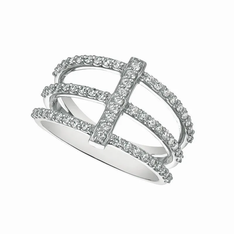3 BAND   BAR DIAMOND RING 14K GOLD (0.63 CTW)