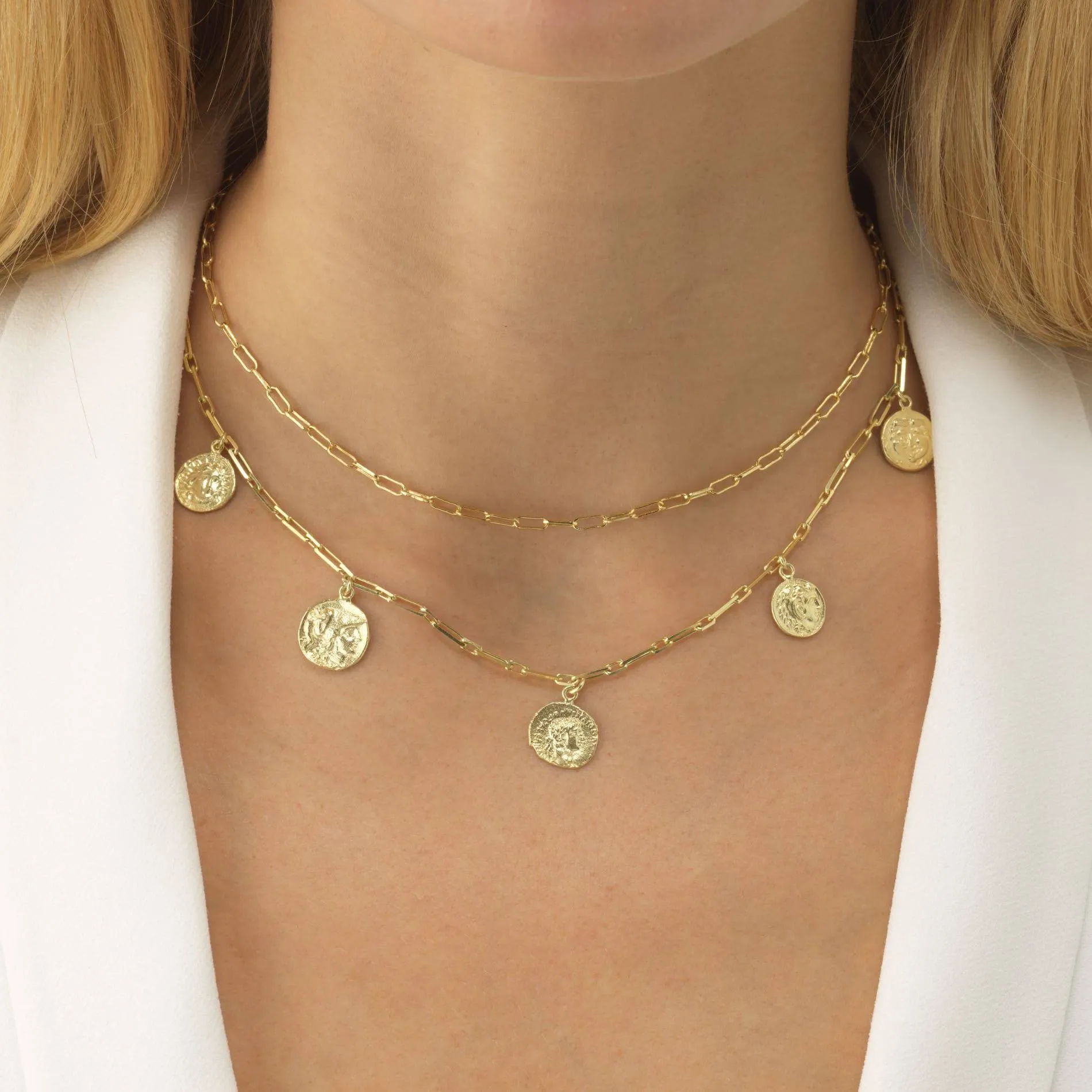 5 Coin Dangling Chain Necklace