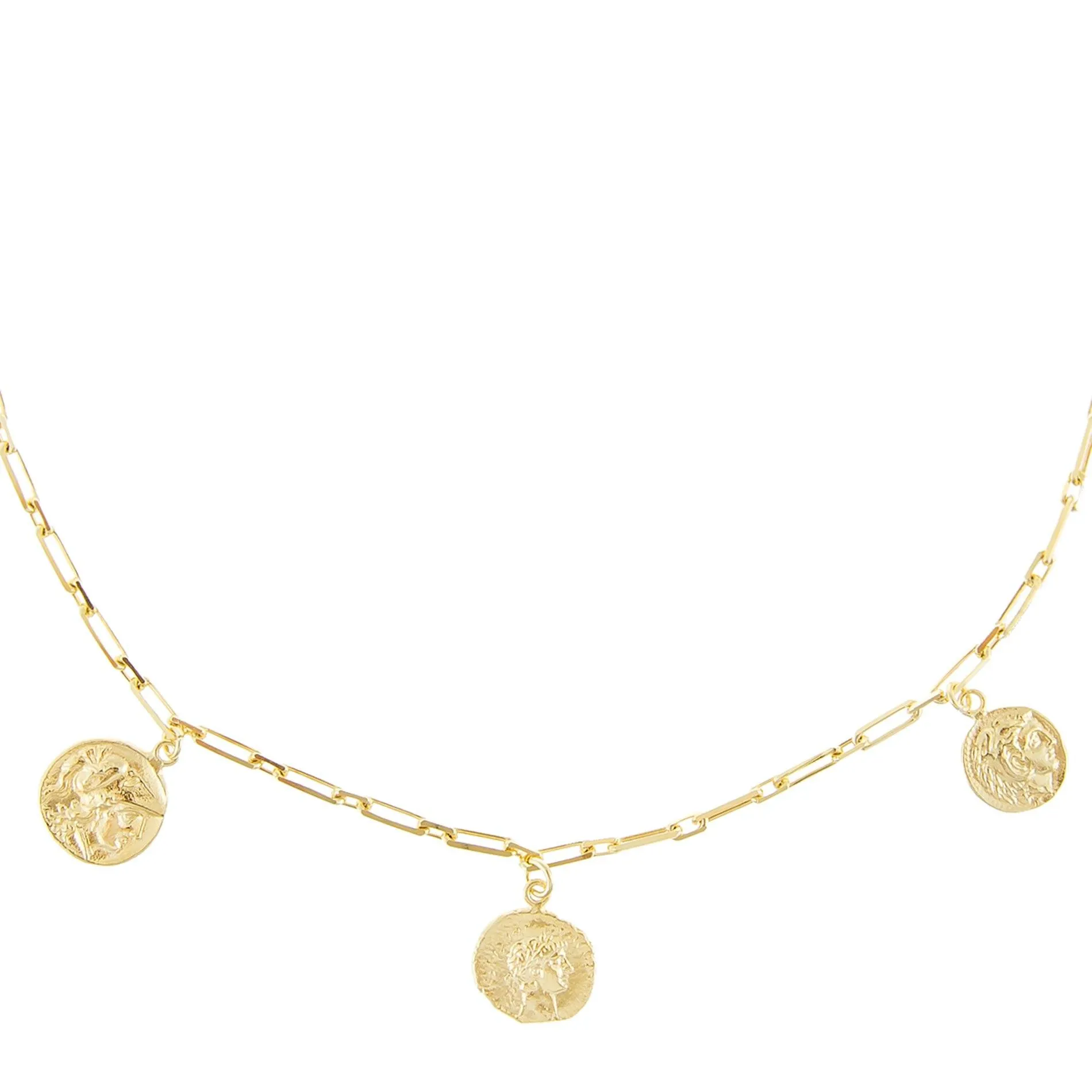 5 Coin Dangling Chain Necklace