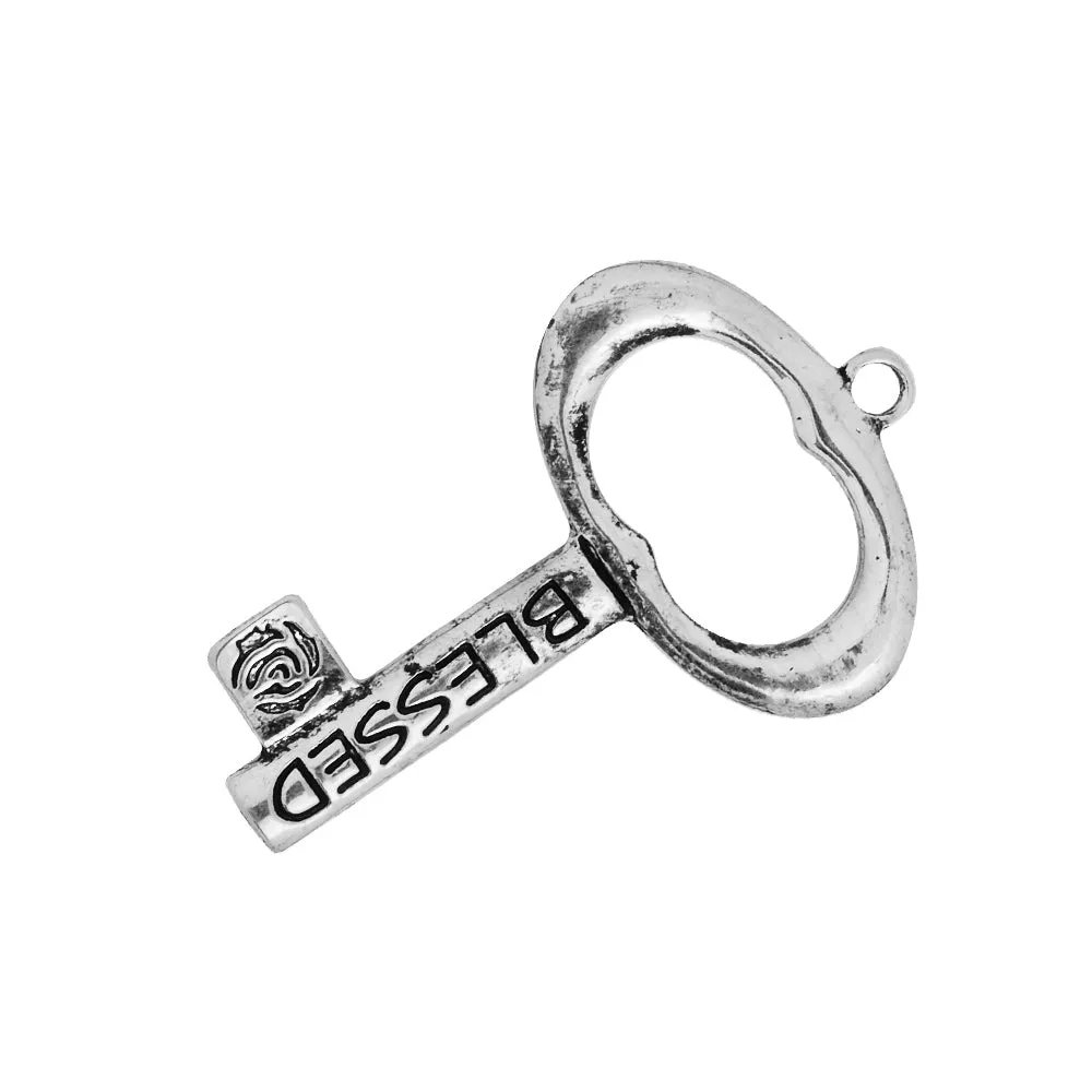 50*32mm Skeleton Keys,Vintage Keys Jewelry Pendant,'GRACE' 'BLESSED',Antique Silver Charm Necklace Jewelry,sold 10pcs/lot