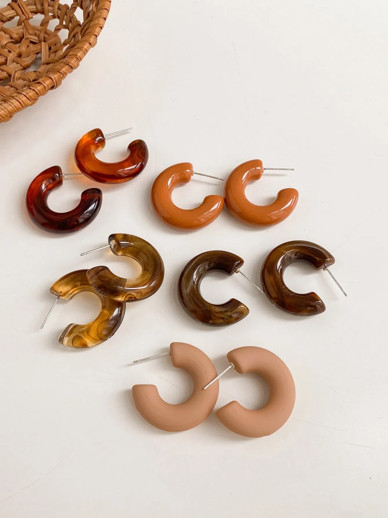 5pairs Minimalist Cuff Hoop Earrings - Multicolor- FD ⚡