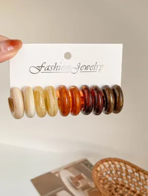 5pairs Minimalist Cuff Hoop Earrings - Multicolor