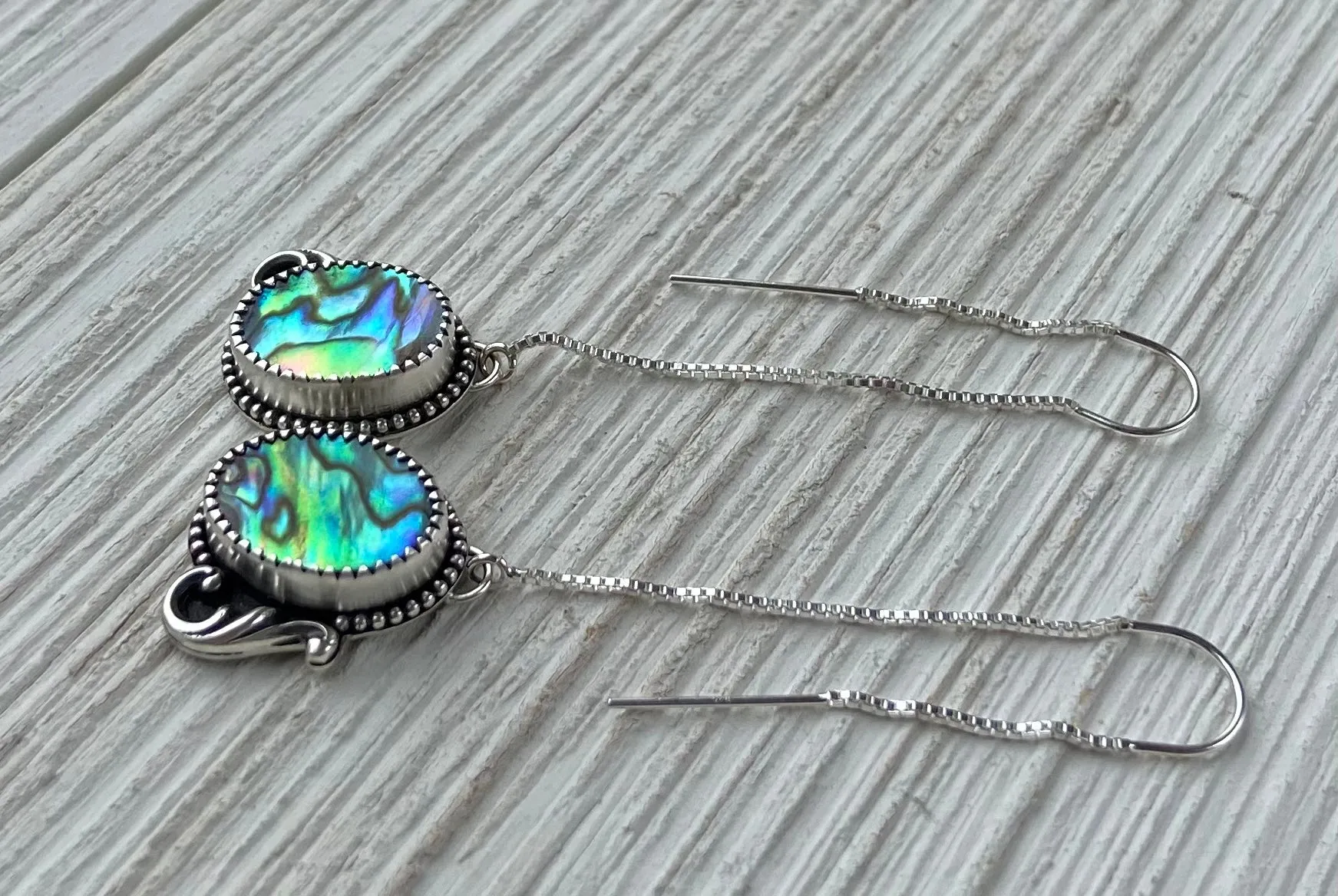 Abalone Threader Earrings