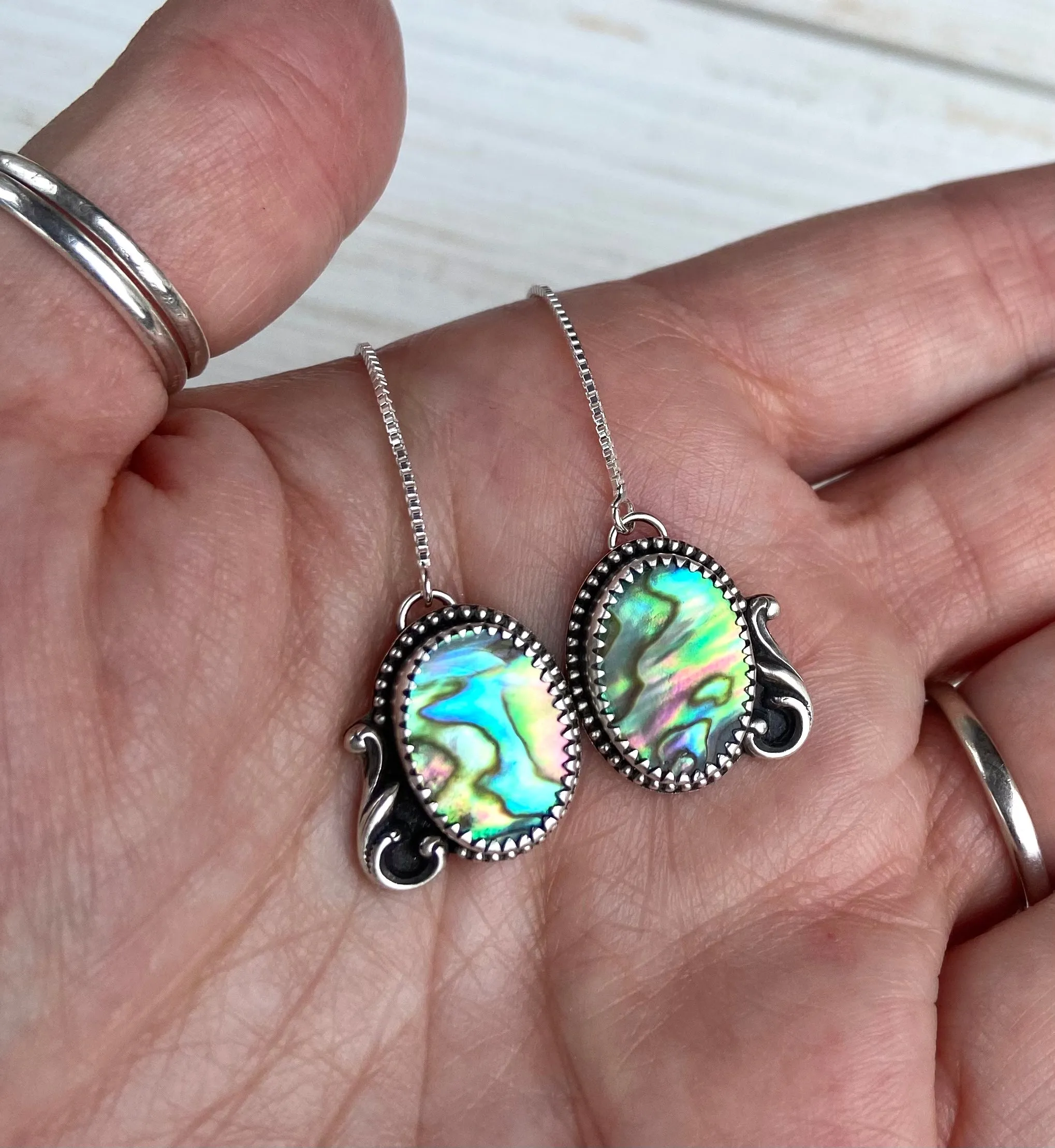 Abalone Threader Earrings