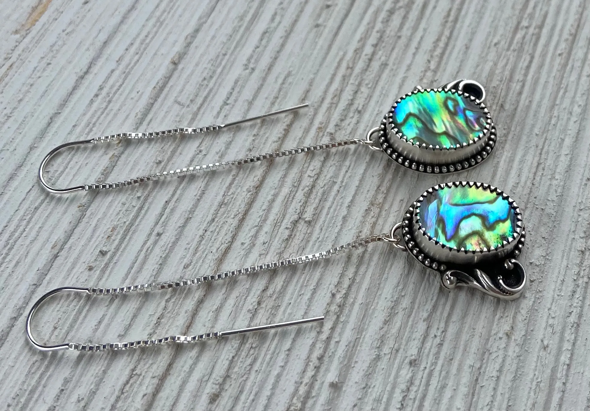 Abalone Threader Earrings