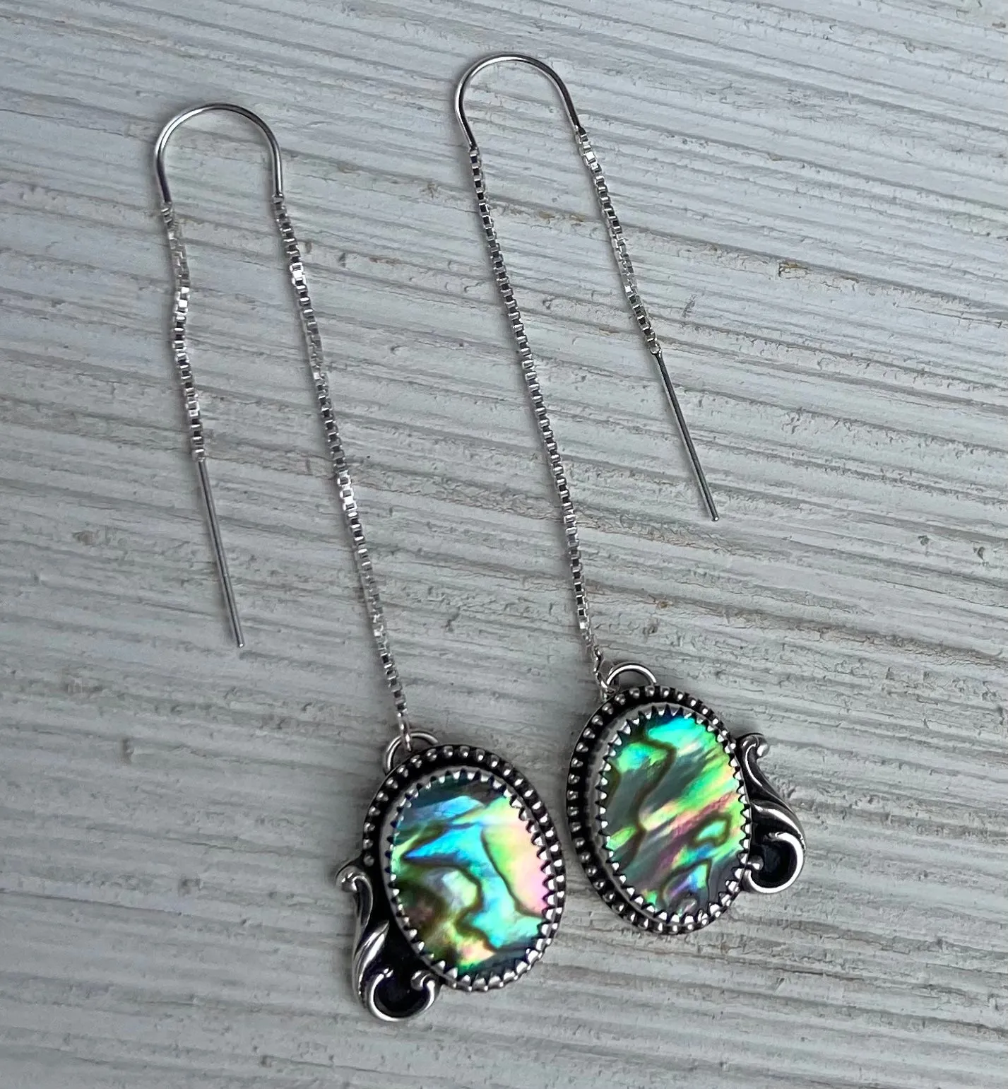 Abalone Threader Earrings
