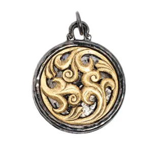 Aimez Charm Oxidized Swirl Medallion