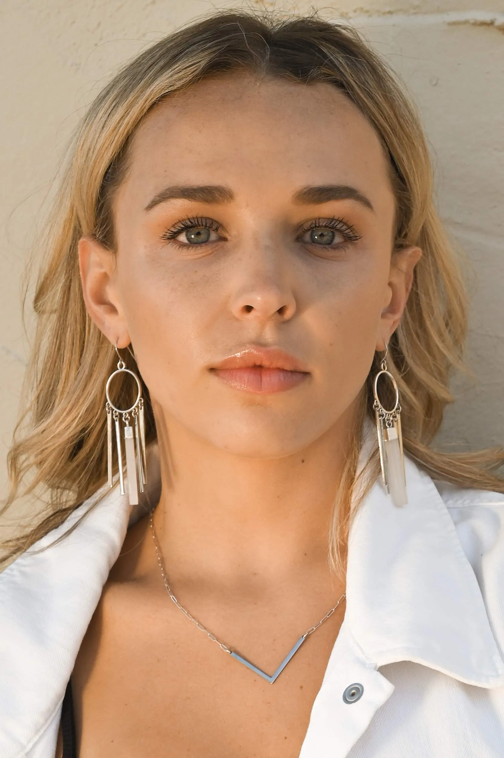 Angel Energy Selenite Silver Earrings