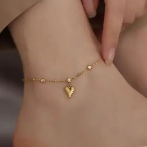 Anklet Crystal Design and Gold Heart Pendant