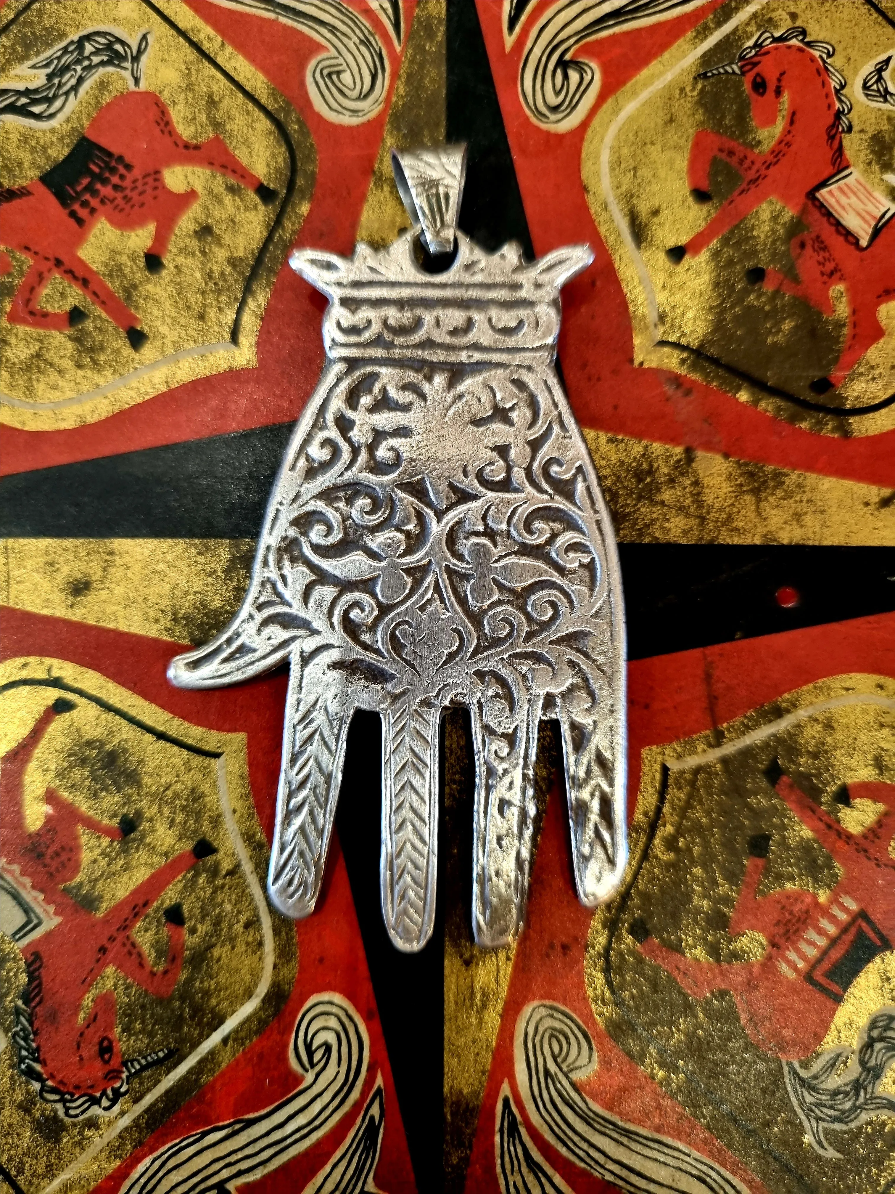 Antique hamsa pendants large