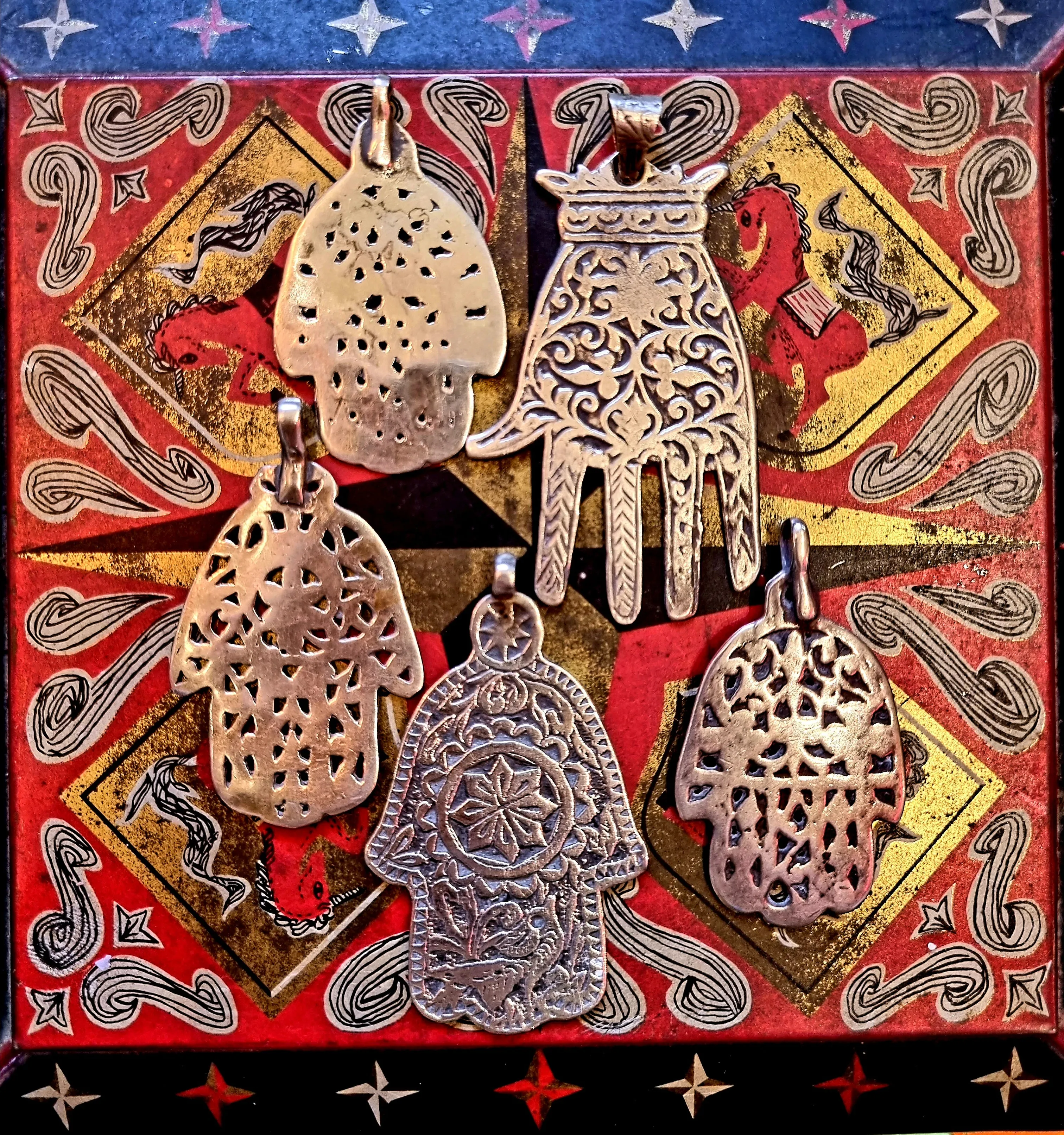 Antique hamsa pendants large