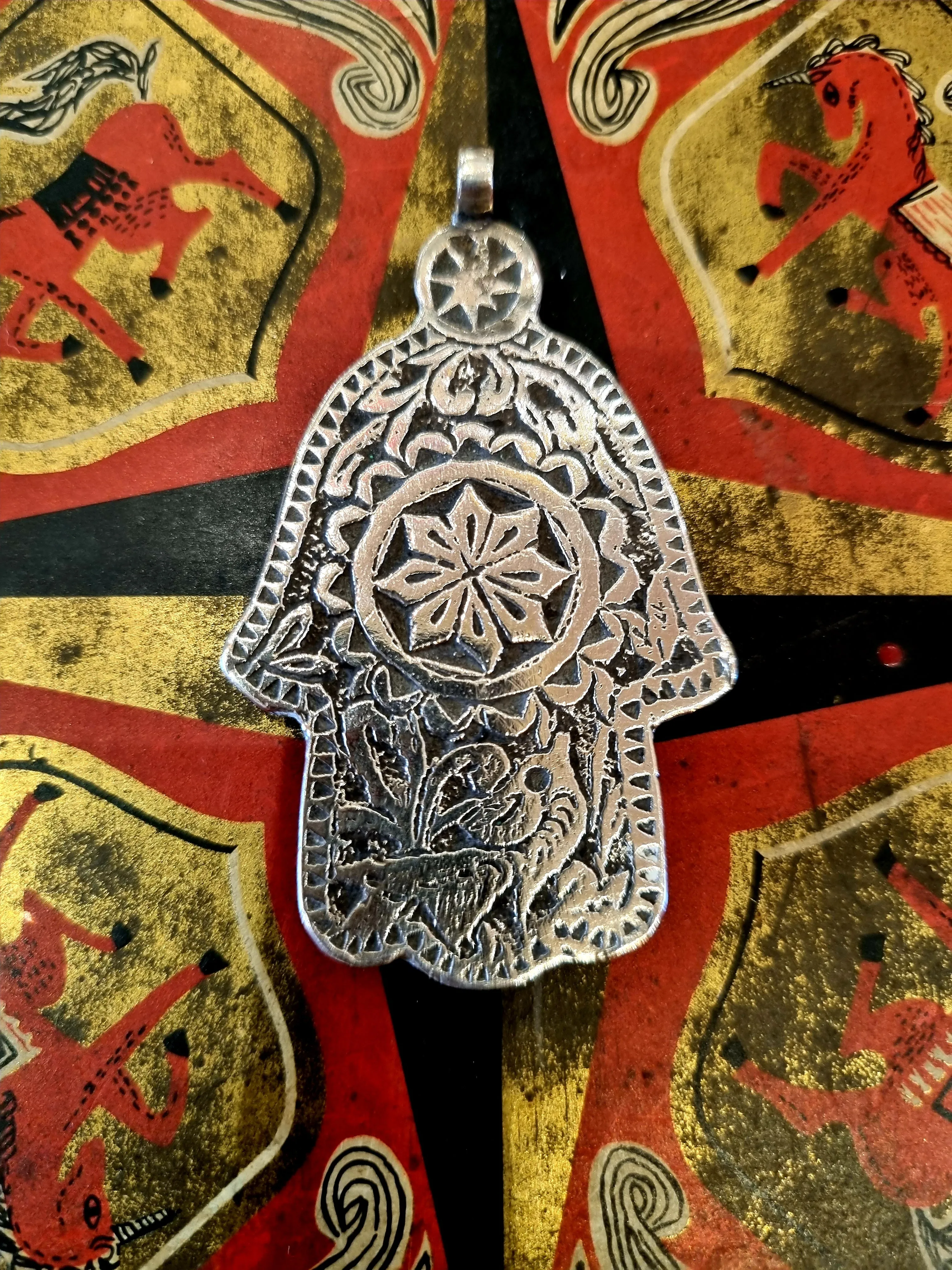 Antique hamsa pendants large