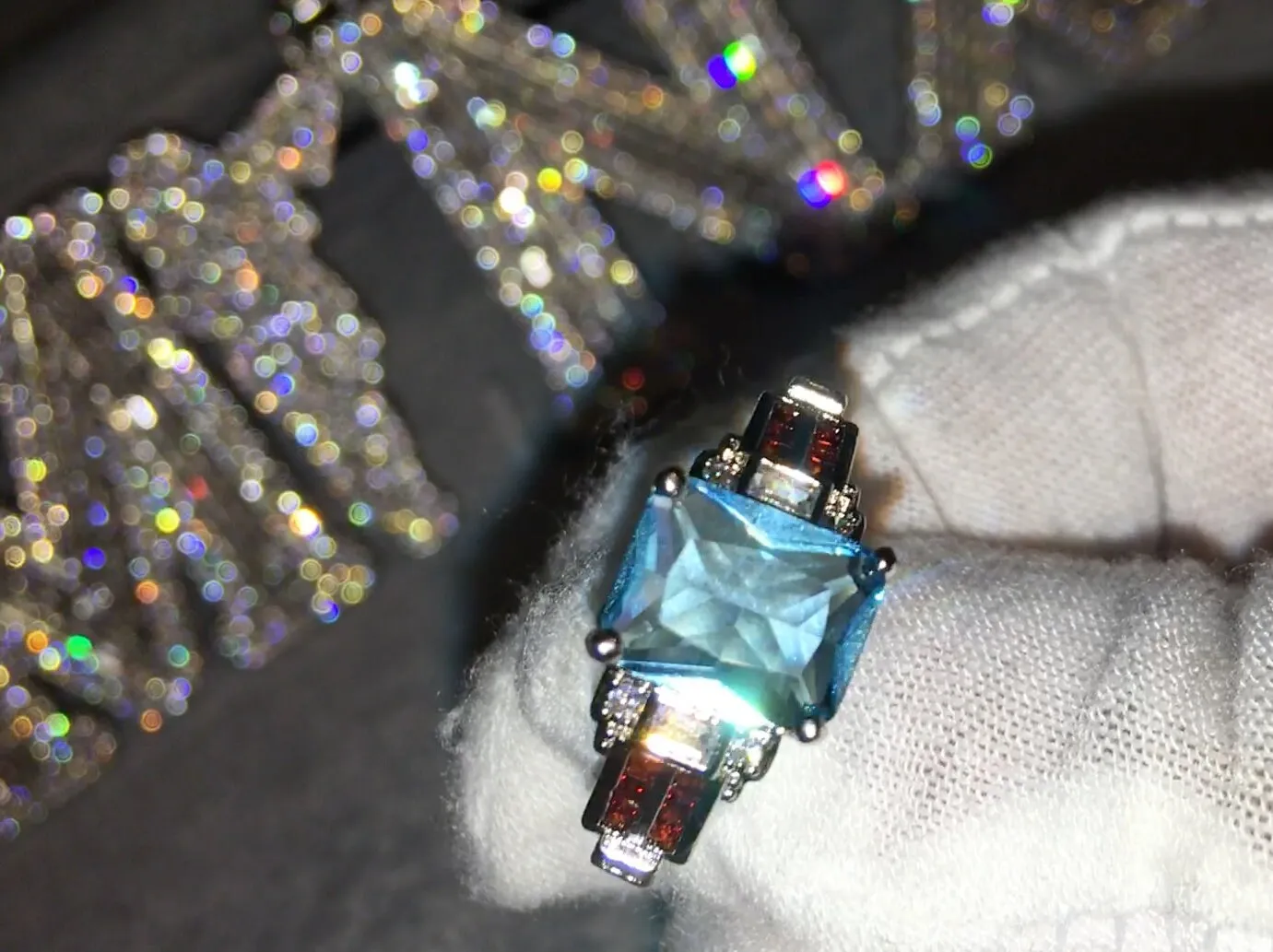 Aquamarine Ring | Aquamarine Diamond Ring | Aquamarine Emerald Ring |  Womens Diamond Ring | Blue Diamond Ring | Womens Diamond Ring