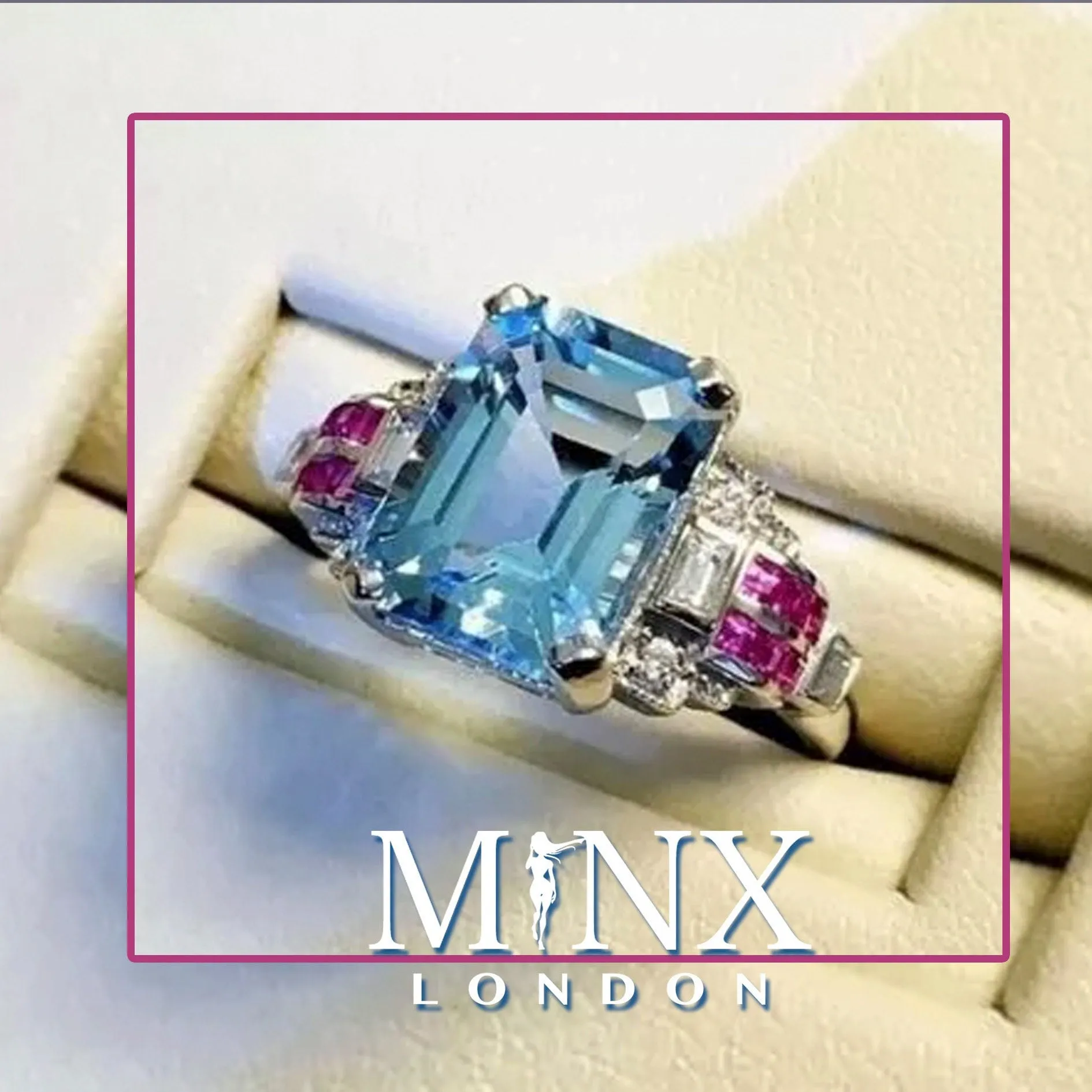 Aquamarine Ring | Aquamarine Diamond Ring | Aquamarine Emerald Ring |  Womens Diamond Ring | Blue Diamond Ring | Womens Diamond Ring