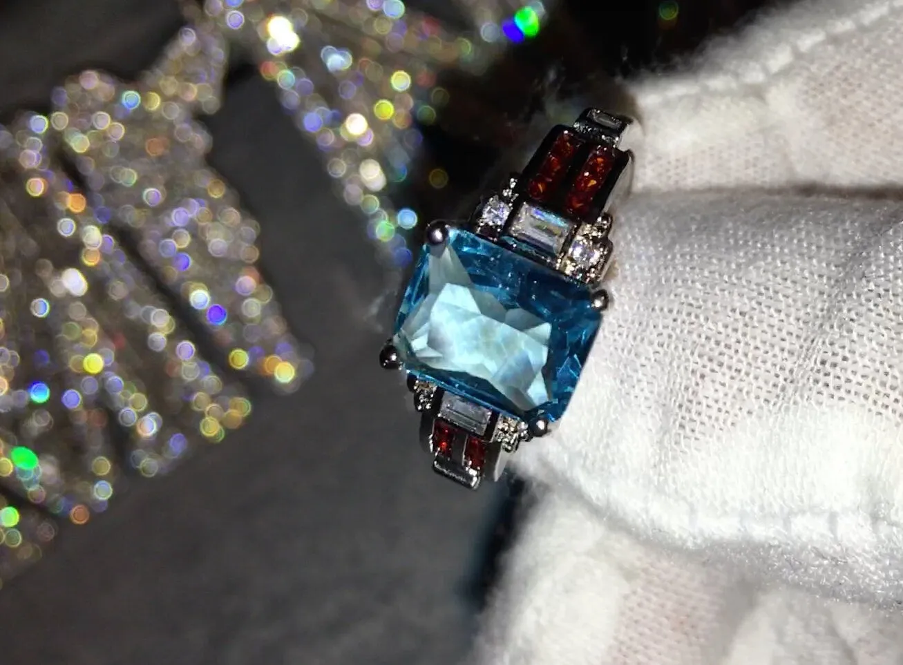 Aquamarine Ring | Aquamarine Diamond Ring | Aquamarine Emerald Ring |  Womens Diamond Ring | Blue Diamond Ring | Womens Diamond Ring