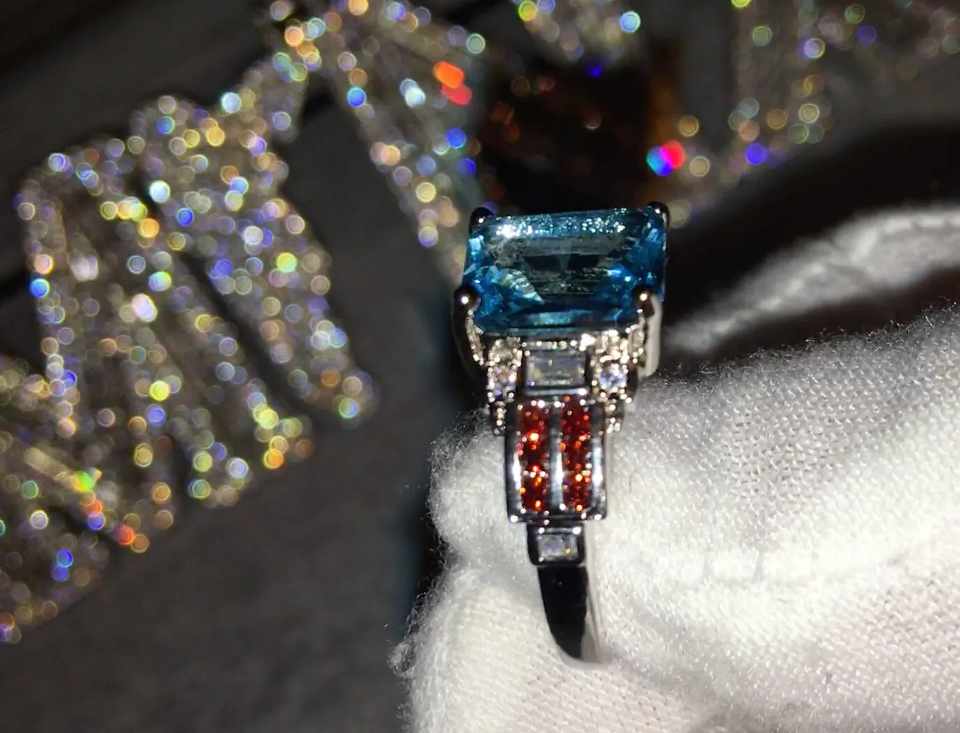 Aquamarine Ring | Aquamarine Diamond Ring | Aquamarine Emerald Ring |  Womens Diamond Ring | Blue Diamond Ring | Womens Diamond Ring