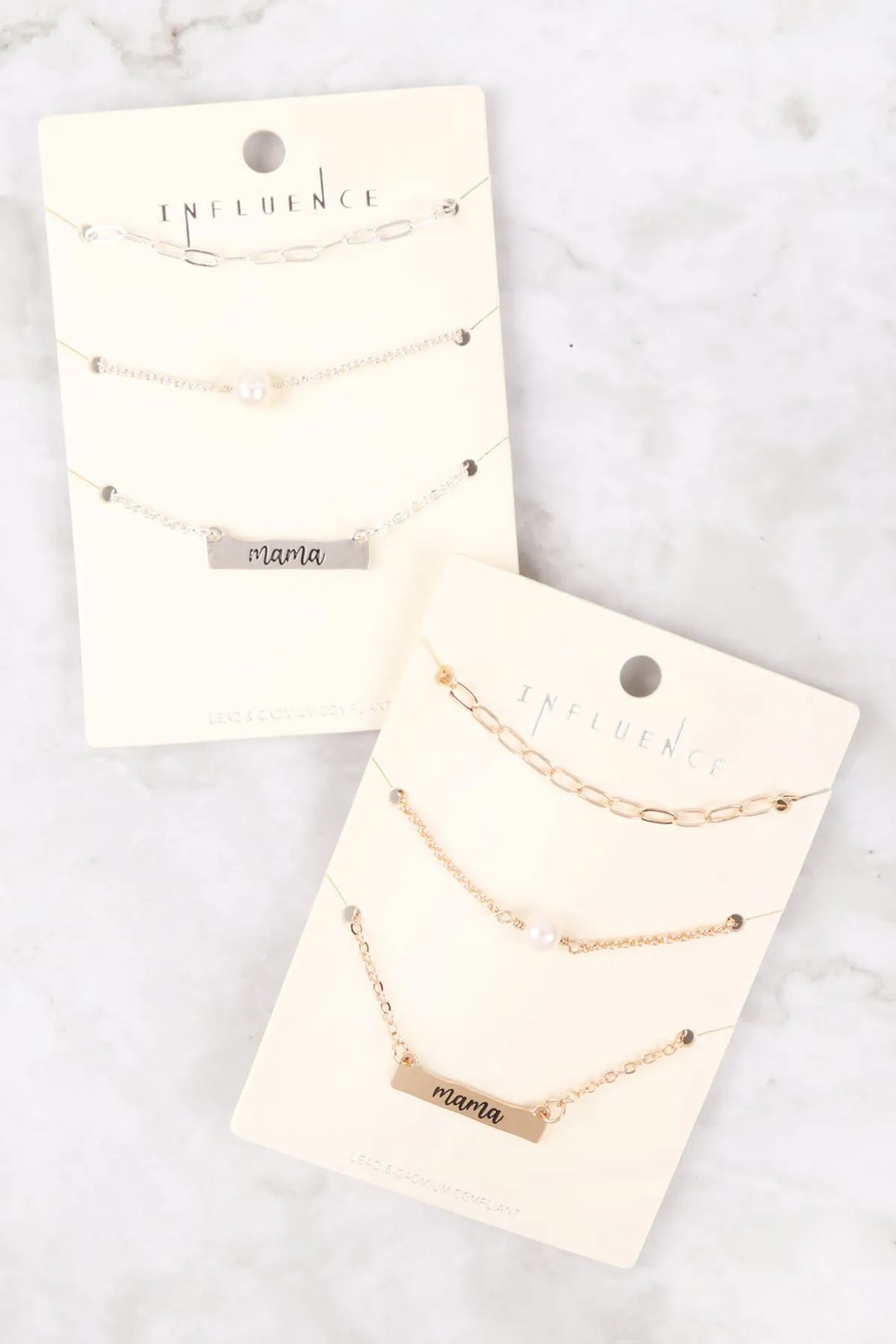 B5NS2317MA - "MAMA" INSPIRATIONAL PEARL 3-SET NECKLACE