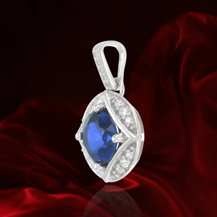 Bezel Set Vintage Inspired Blue Sapphire Pendant