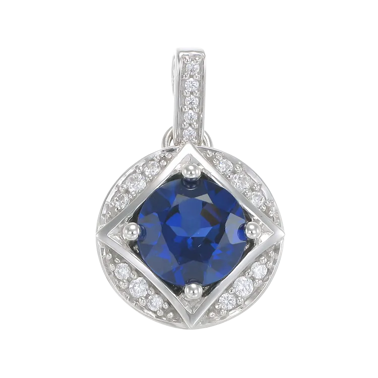 Bezel Set Vintage Inspired Blue Sapphire Pendant