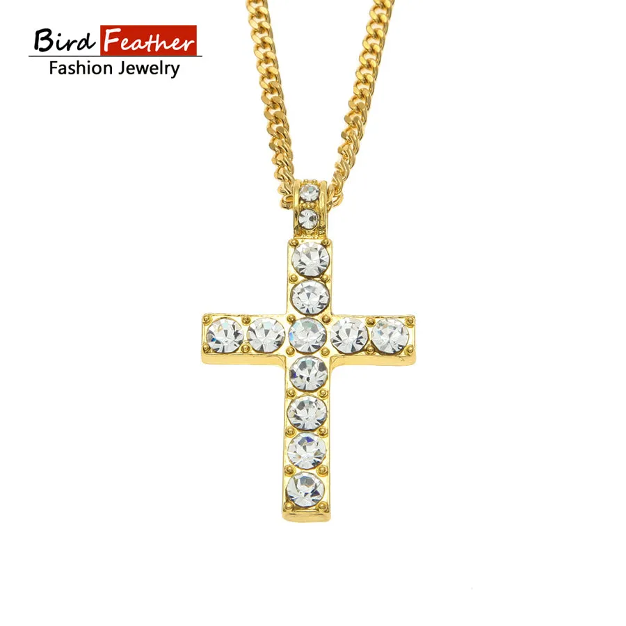 Bird Feather Stainless Steel Necklace for men women Stone Cross Alloy Pendant Chain Necklaces & Pendants Hip Hop Fashion Jewelry