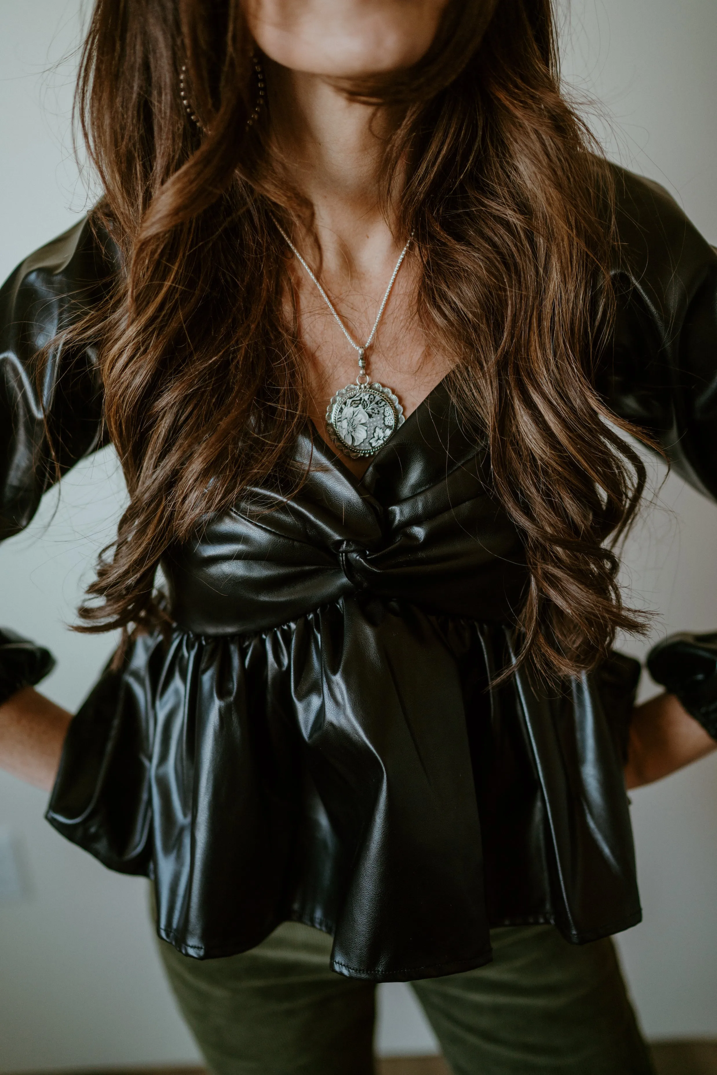 Black and White Florals Necklace