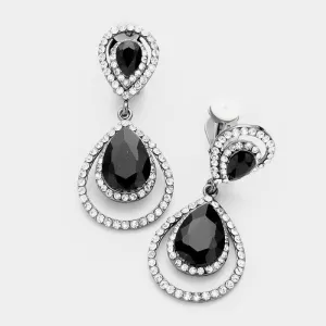 Black Crystal Surround Clip On Earrings | 341518