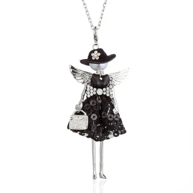 Black Hat Doll Necklaces Silver