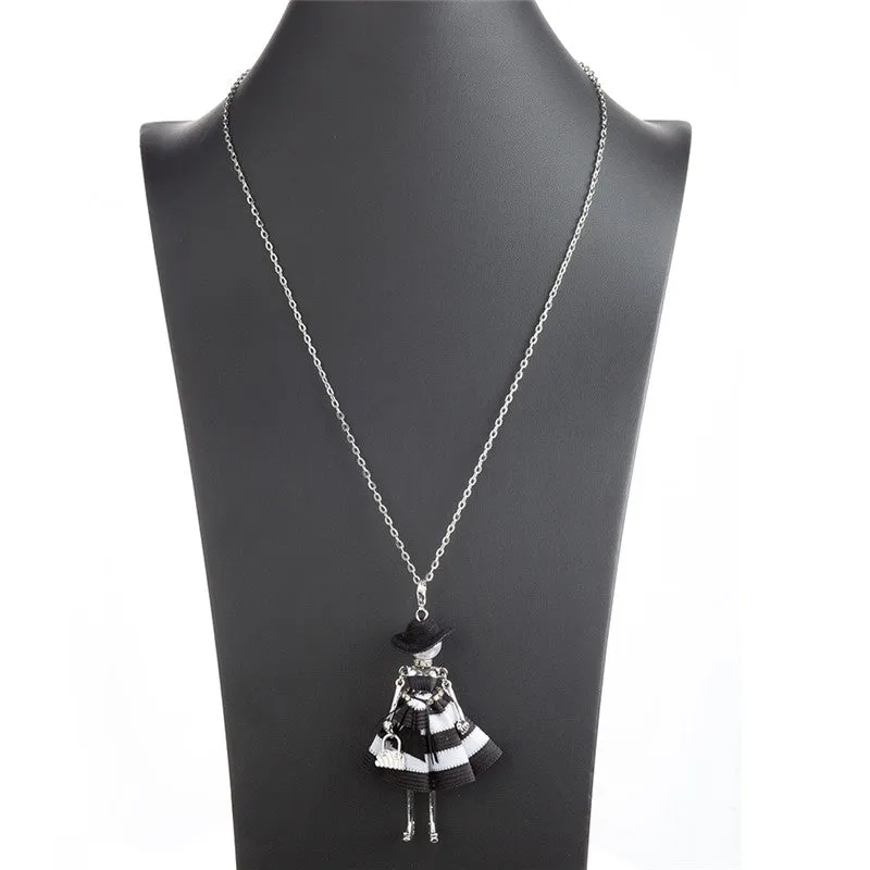 Black Hat Doll Necklaces Silver