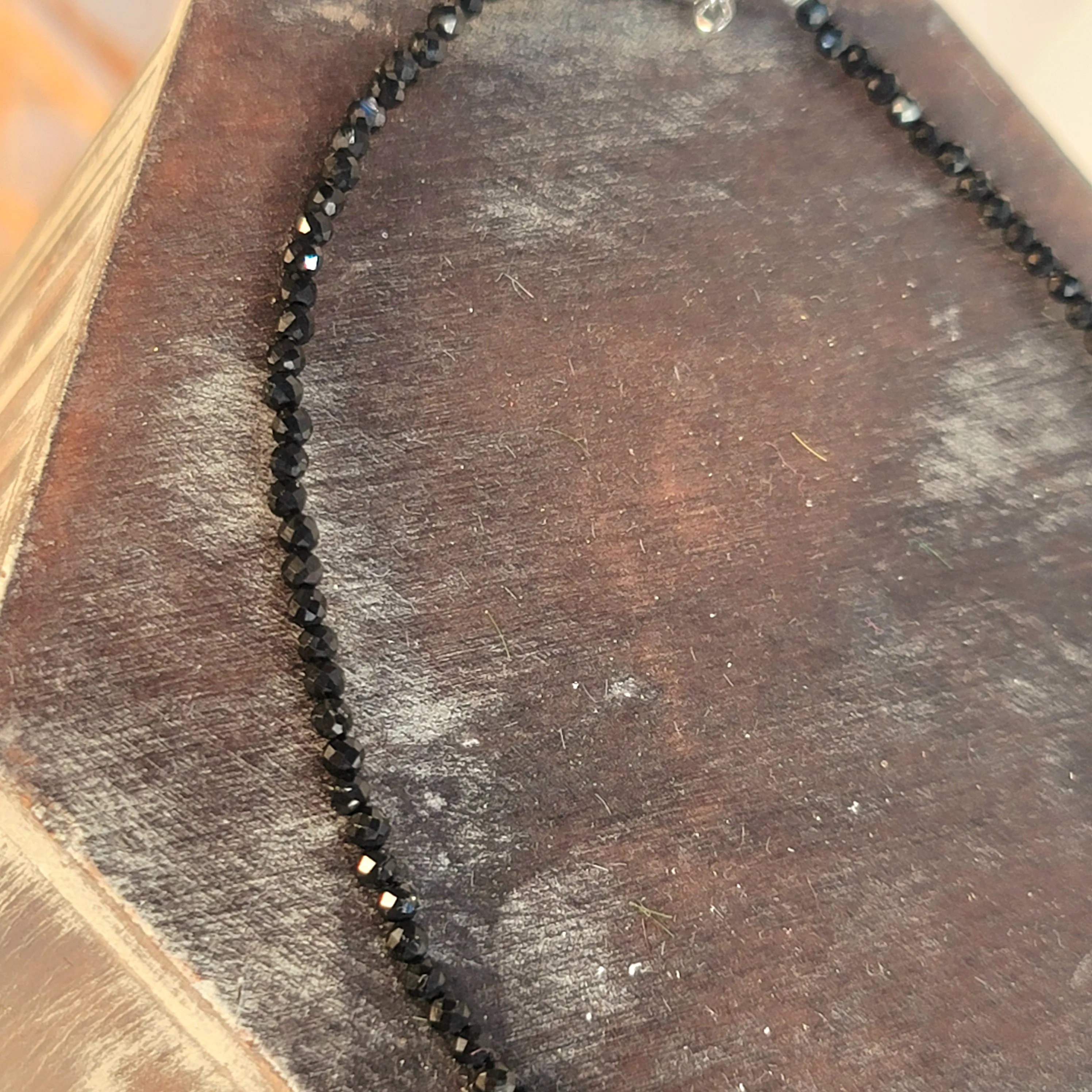 Black Tourmaline Micro Faceted Anklet .925 Silver for Protection Of Your Aura