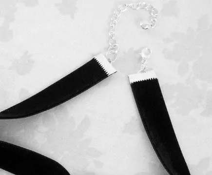 Black Velvet Choker Necklace, Gothic Victorian Black Cameo
