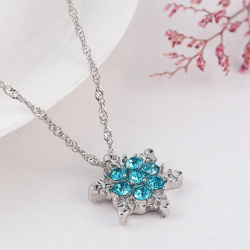 Blue Aquamarine Pendant Necklace For Women Party Jewelry