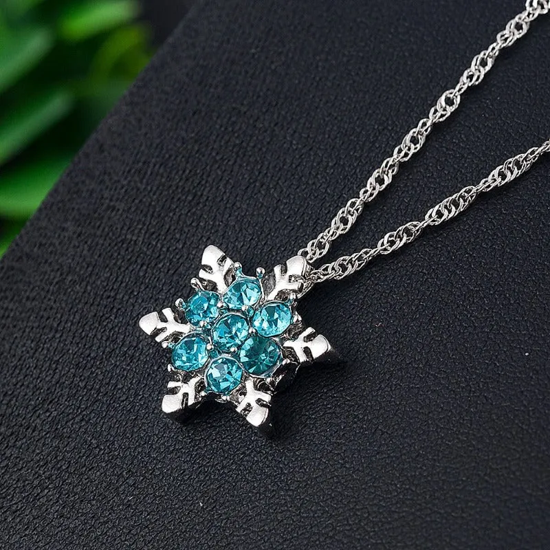 Blue Aquamarine Pendant Necklace For Women Party Jewelry