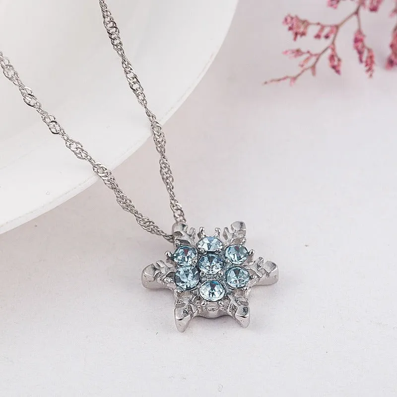 Blue Aquamarine Pendant Necklace For Women Party Jewelry