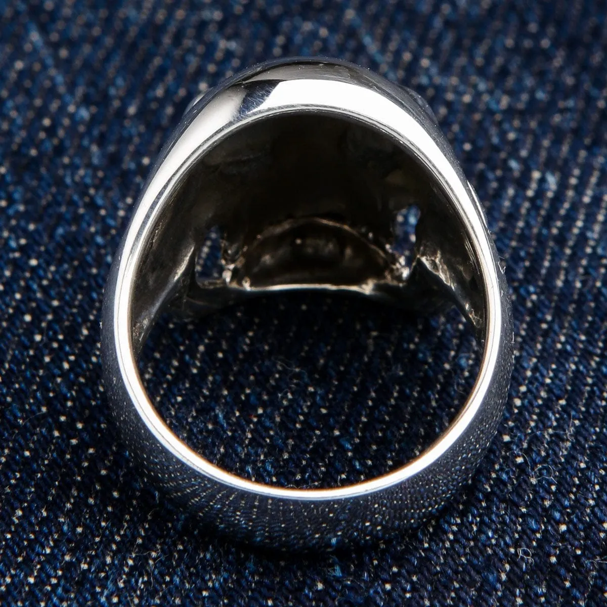Blue Eyes Skull Sterling Silver Ring