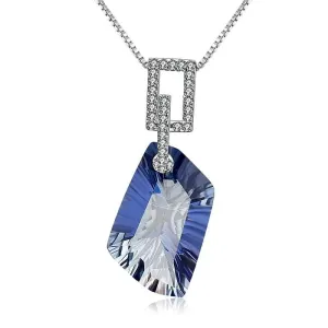 Blue Gemstone Pendant Necklace Silver Women Fine Jewelry