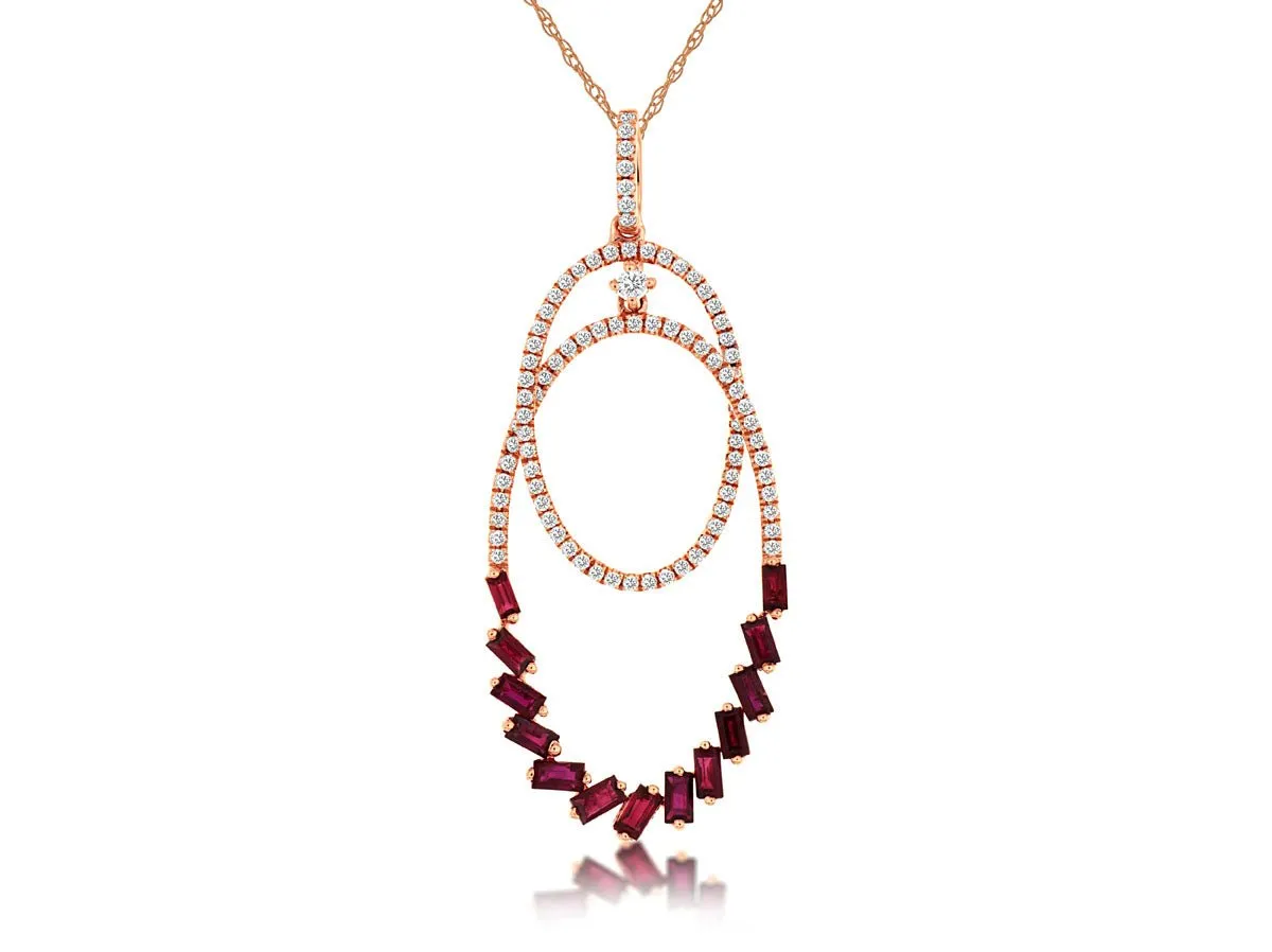 Blue Sapphire & Diamond Double Oval Style Pendant