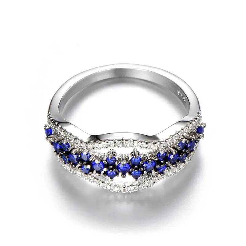 Blue Sapphire Gemstone Ring for Women Wedding Fine Jewelry