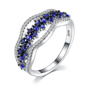 Blue Sapphire Gemstone Ring for Women Wedding Fine Jewelry
