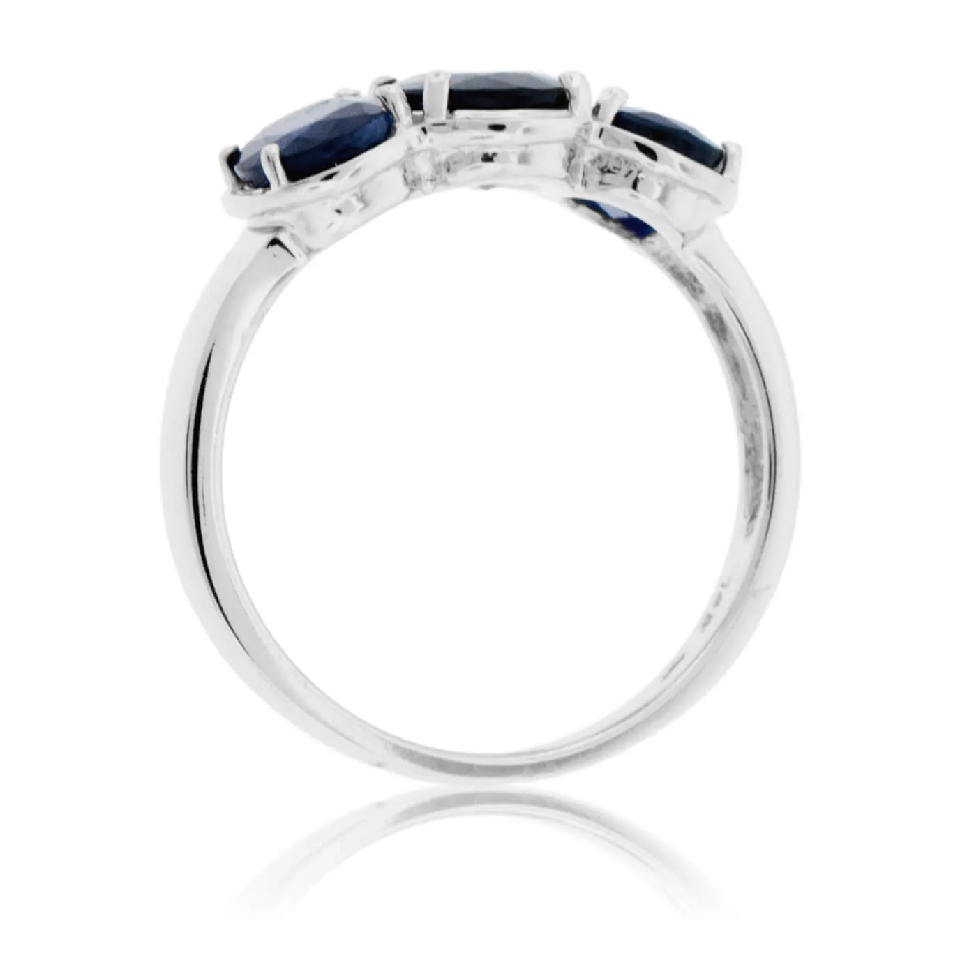 Blue Sapphire Three Stone Oval Ring