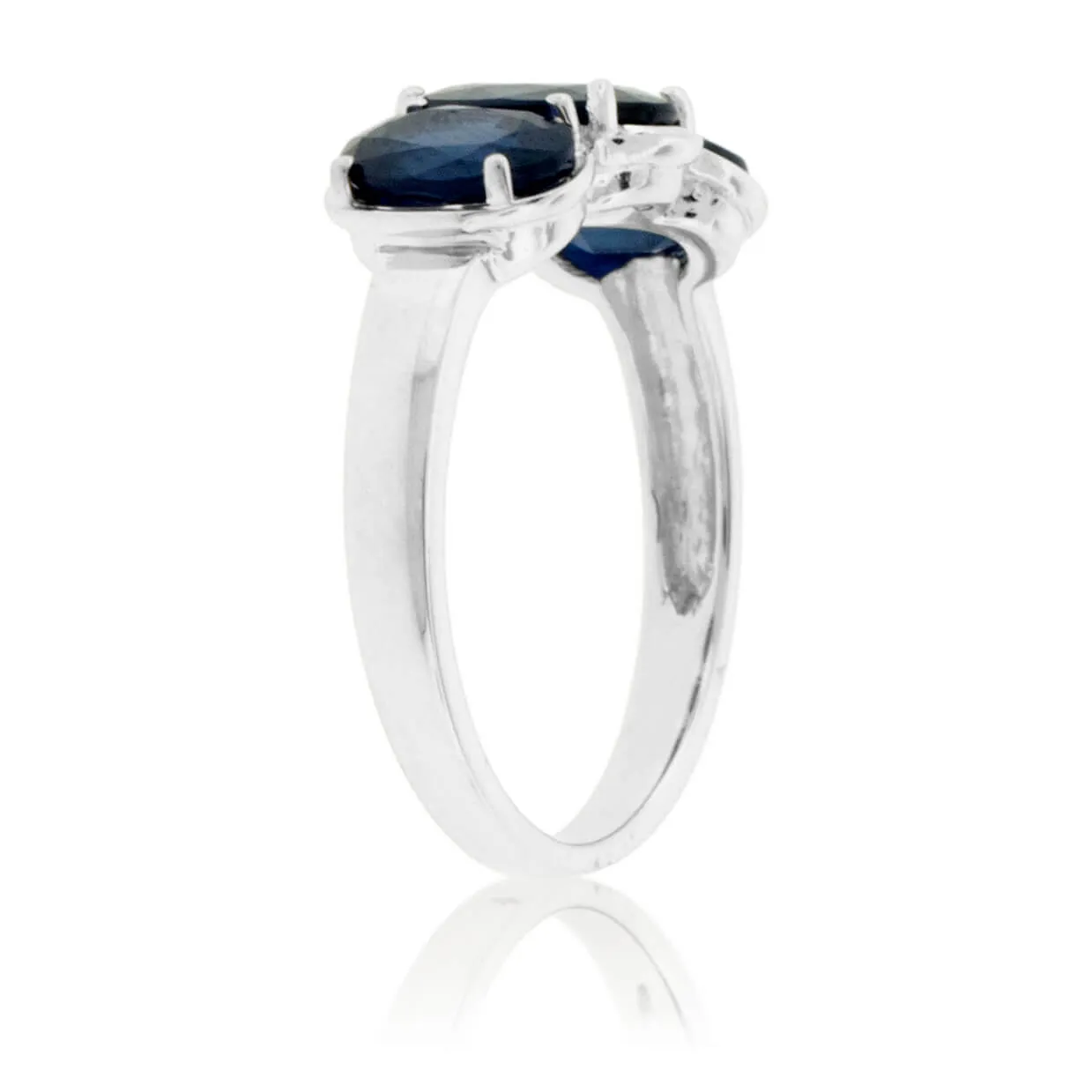 Blue Sapphire Three Stone Oval Ring